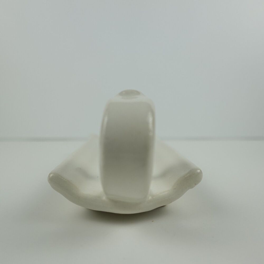 Pottery Ceramic Butter Dish White Glazed - Picture 5 of 9
